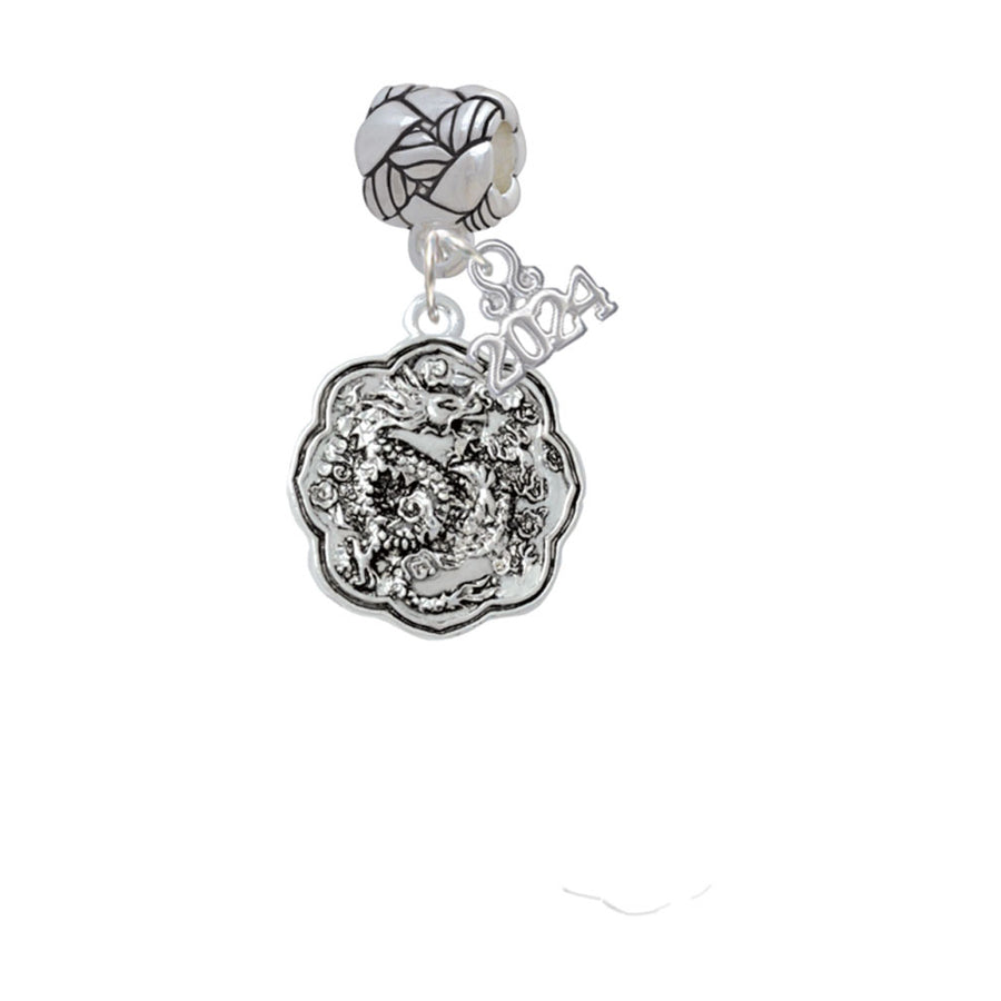 Delight Jewelry Dragon and Phoenix Medallion Woven Rope Charm Bead Dangle with Year 2024 Image 1