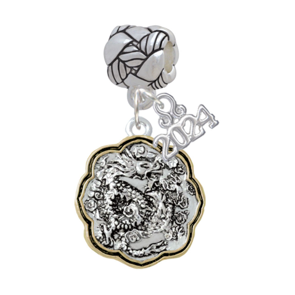 Delight Jewelry Dragon and Phoenix Medallion Woven Rope Charm Bead Dangle with Year 2024 Image 1