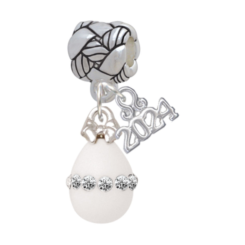 Delight Jewelry Easter Egg with Crystal Band Woven Rope Charm Bead Dangle with Year 2024 Image 1