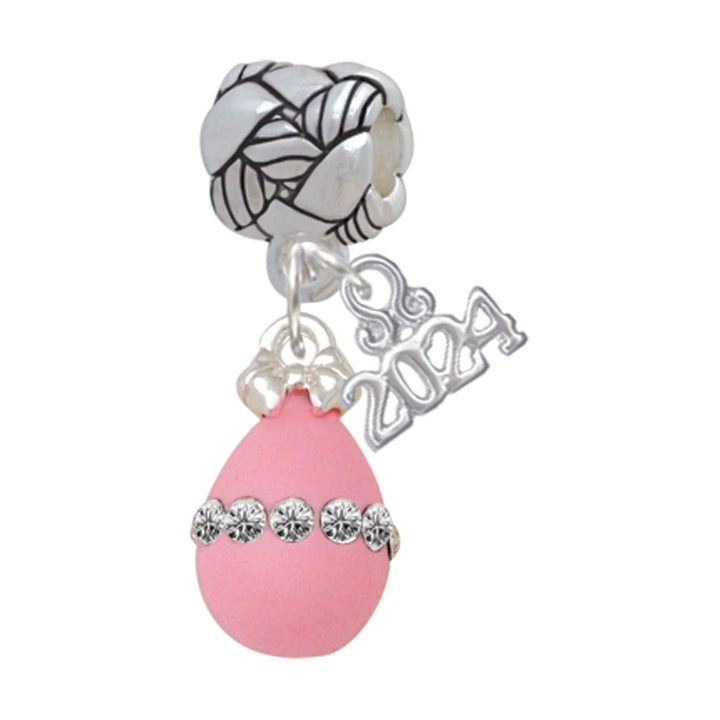 Delight Jewelry Easter Egg with Crystal Band Woven Rope Charm Bead Dangle with Year 2024 Image 4
