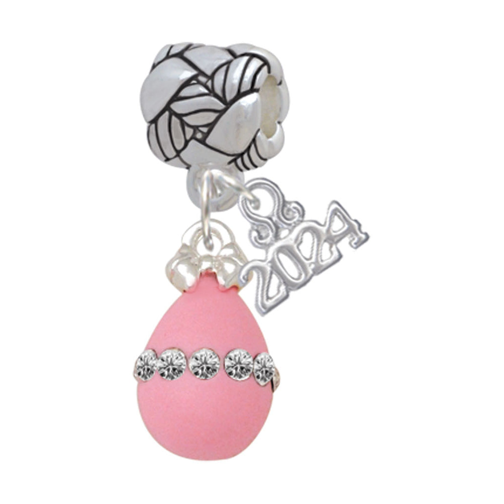 Delight Jewelry Easter Egg with Crystal Band Woven Rope Charm Bead Dangle with Year 2024 Image 1