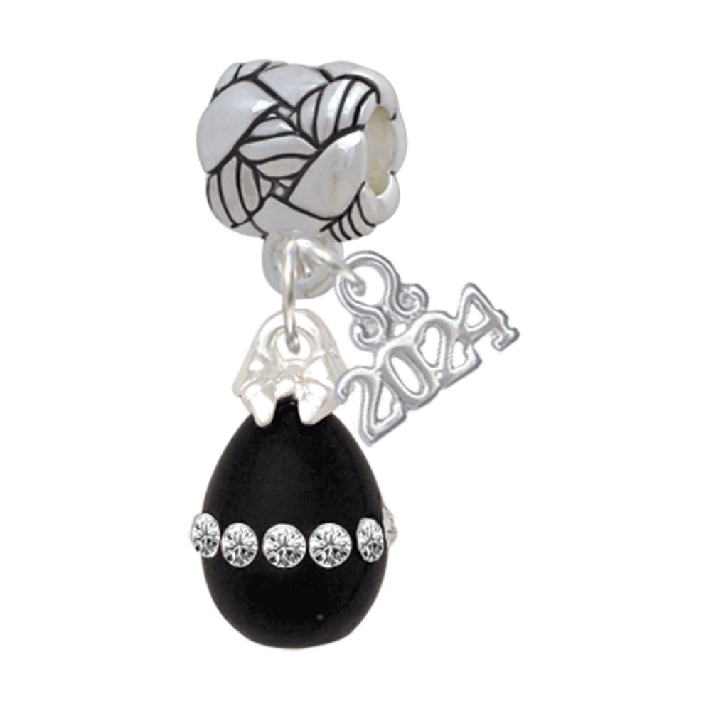 Delight Jewelry Easter Egg with Crystal Band Woven Rope Charm Bead Dangle with Year 2024 Image 6