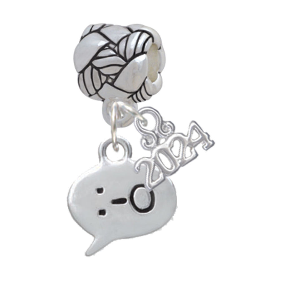 Delight Jewelry Silvertone Emoticon - Woven Rope Charm Bead Dangle with Year 2024 Image 1