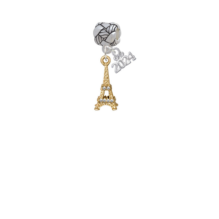 Delight Jewelry Crystal Eiffel Tower Woven Rope Charm Bead Dangle with Year 2024 Image 1