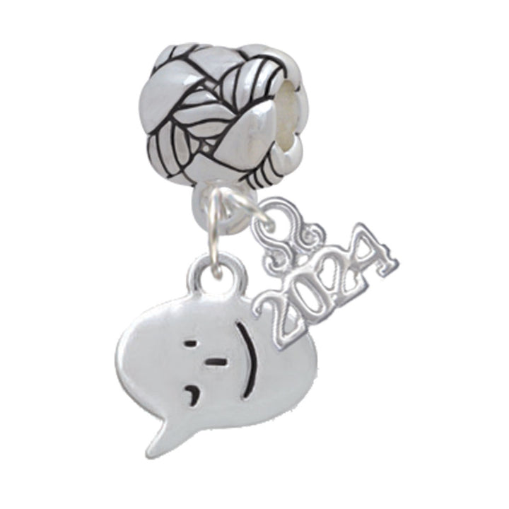 Delight Jewelry Silvertone Emoticon - Woven Rope Charm Bead Dangle with Year 2024 Image 4