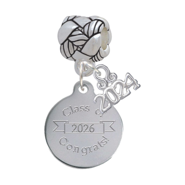 Delight Jewelry Stainless Steel Disc Class of Woven Rope Charm Bead Dangle with Year 2024 Image 6