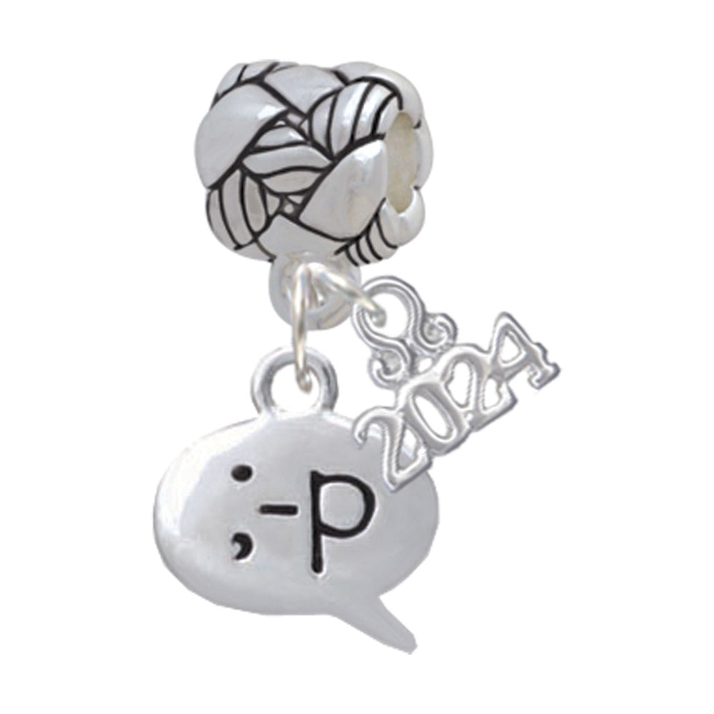 Delight Jewelry Silvertone Emoticon - Woven Rope Charm Bead Dangle with Year 2024 Image 6