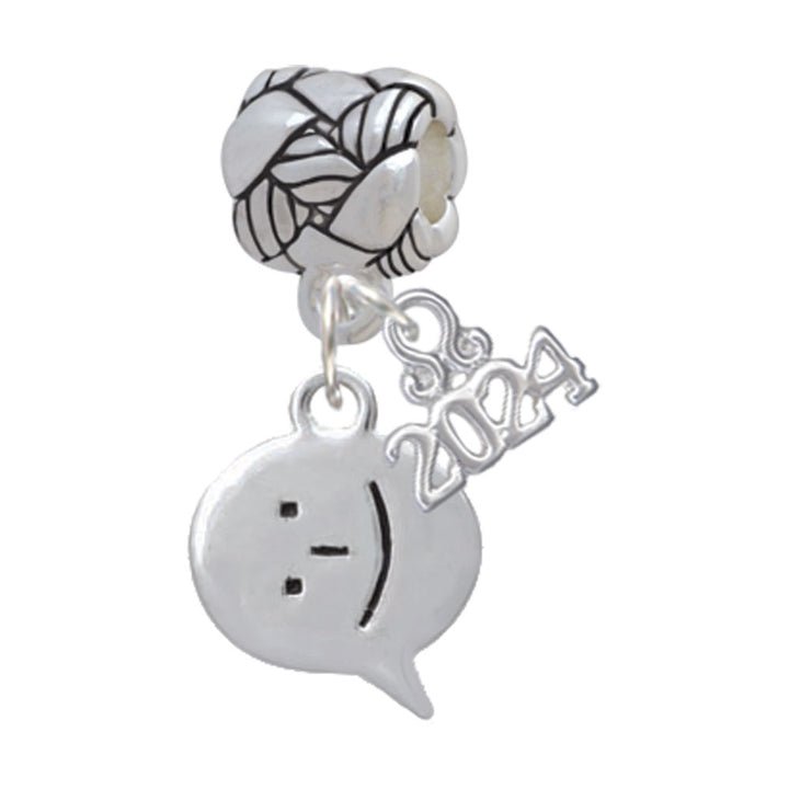 Delight Jewelry Silvertone Emoticon - Woven Rope Charm Bead Dangle with Year 2024 Image 7