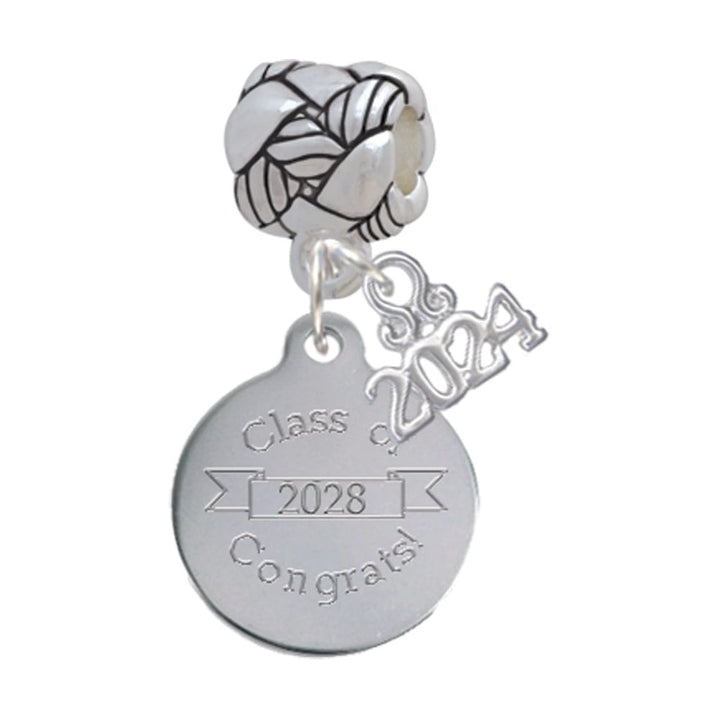 Delight Jewelry Stainless Steel Disc Class of Woven Rope Charm Bead Dangle with Year 2024 Image 1