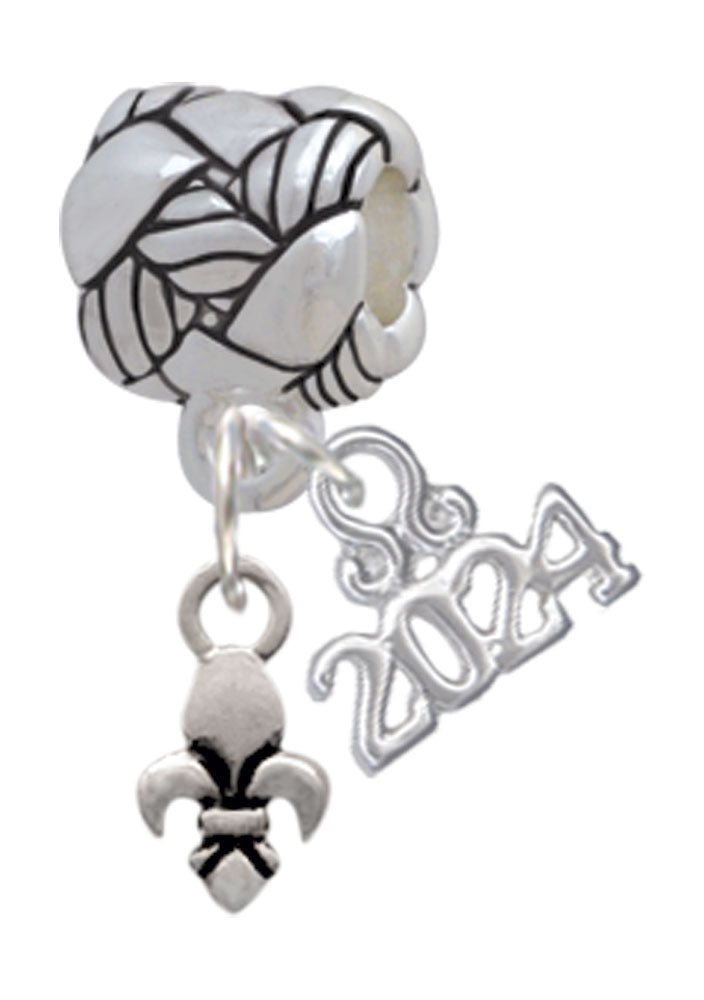 Delight Jewelry Plated Mini Fleur de Lis Woven Rope Charm Bead Dangle with Year 2024 Image 1