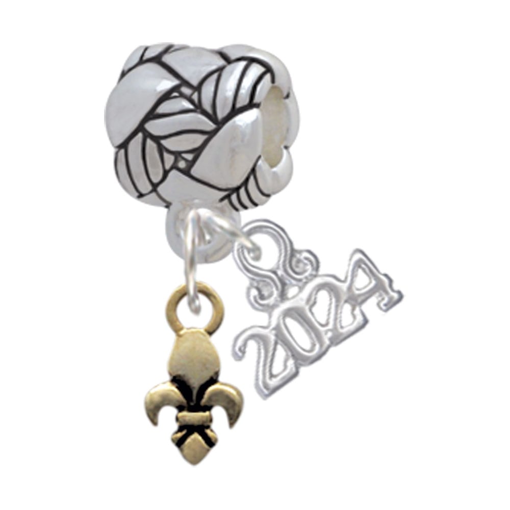 Delight Jewelry Plated Mini Fleur de Lis Woven Rope Charm Bead Dangle with Year 2024 Image 4