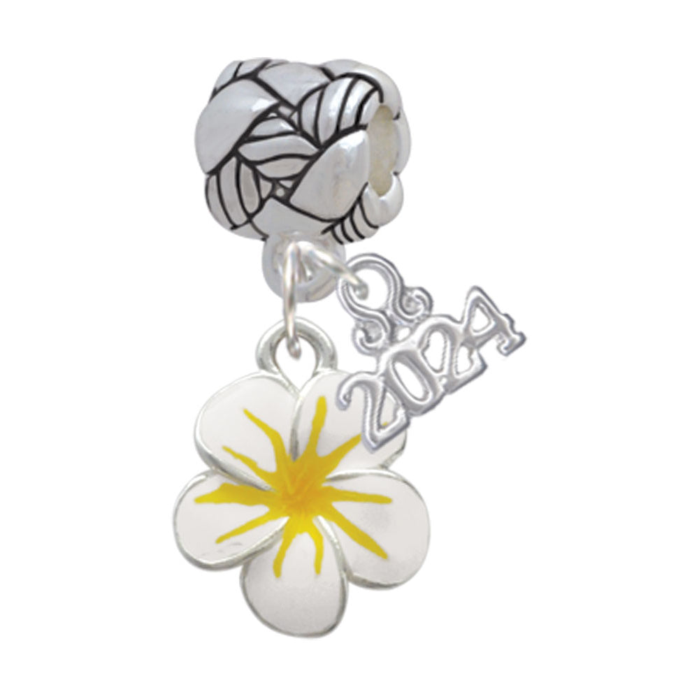 Delight Jewelry Silvertone Enamel Flower Woven Rope Charm Bead Dangle with Year 2024 Image 1