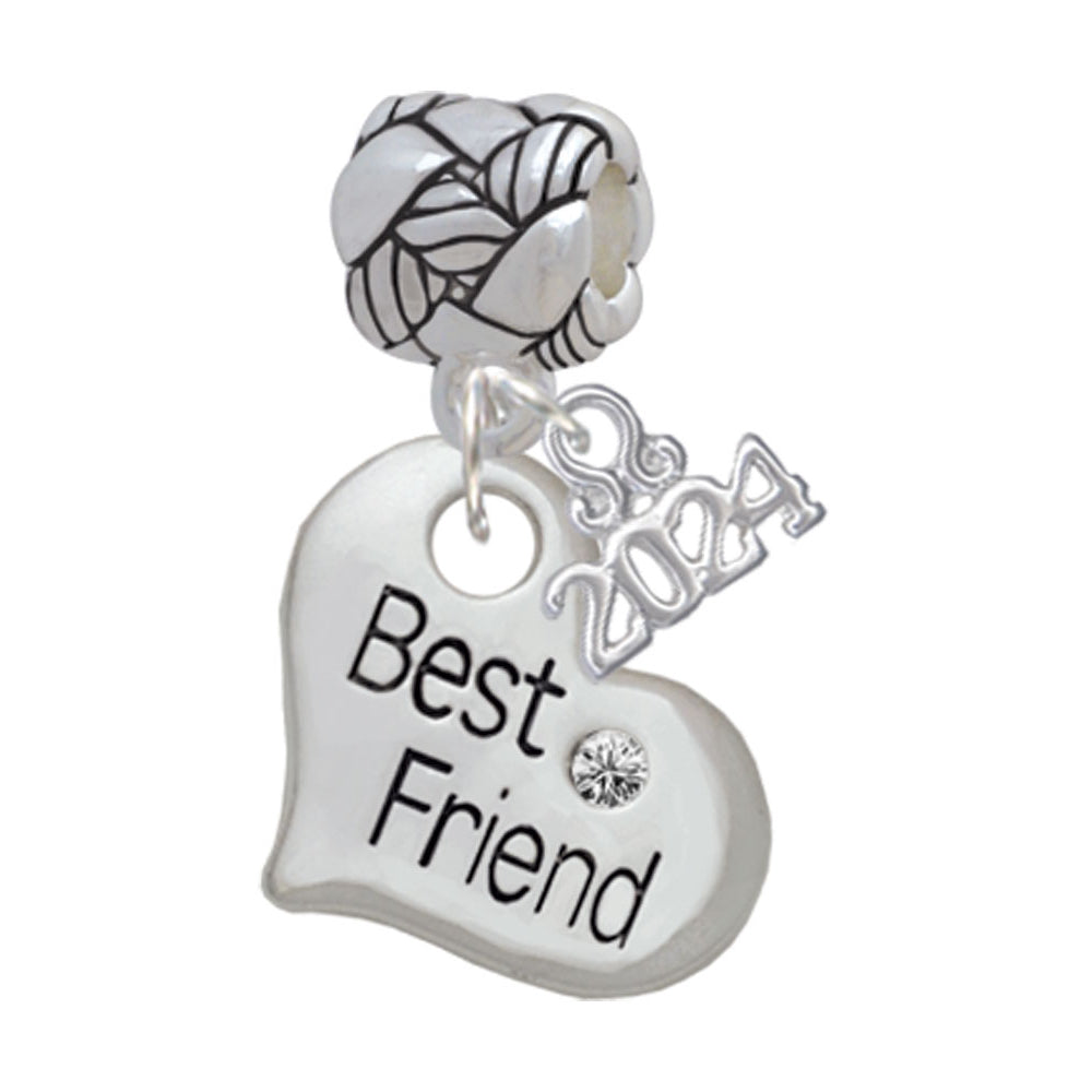 Delight Jewelry Silvertone Large Family Heart with Crystal Woven Rope Charm Bead Dangle with Year 2024 Image 11
