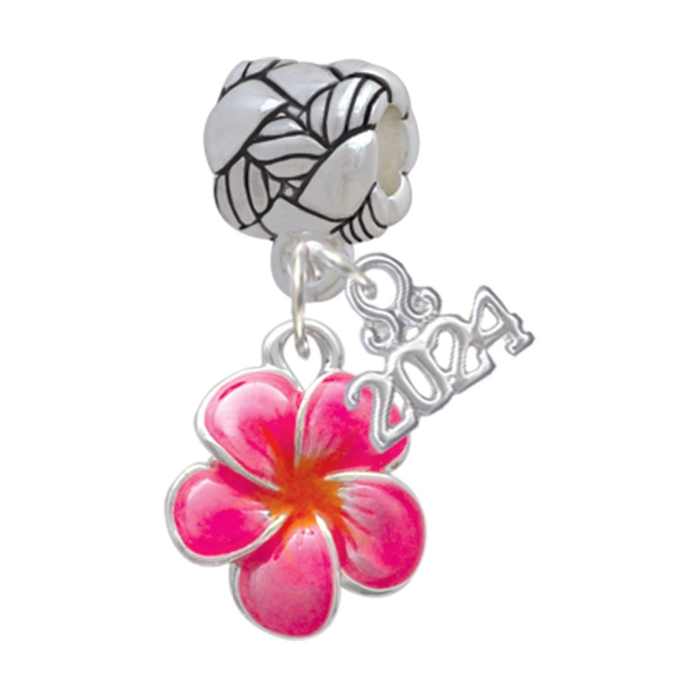 Delight Jewelry Silvertone Enamel Flower Woven Rope Charm Bead Dangle with Year 2024 Image 1