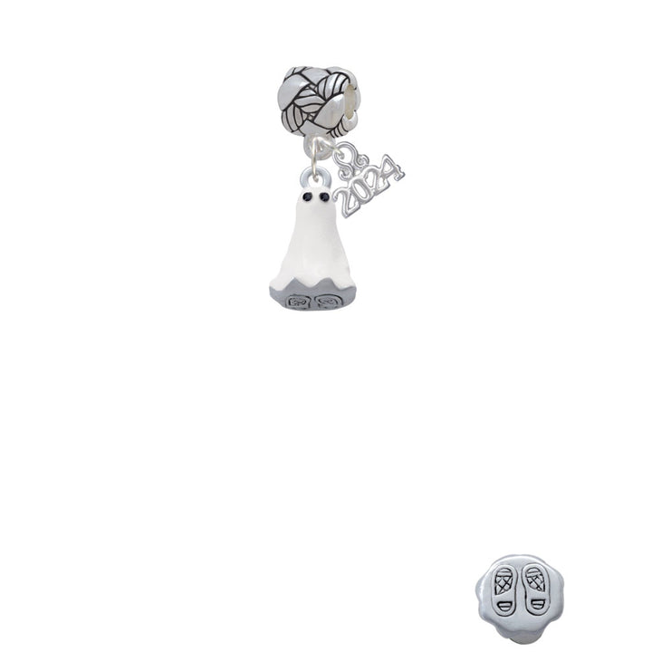 Delight Jewelry 3-D Ghost with Black Crystals Woven Rope Charm Bead Dangle with Year 2024 Image 2