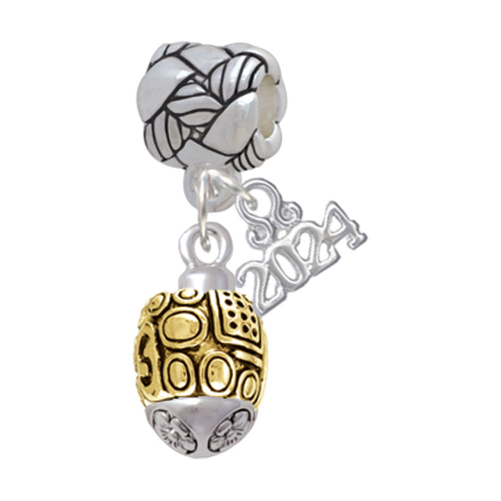 Delight Jewelry Plated Fancy Geometric Pattern Spinner Woven Rope Charm Bead Dangle with Year 2024 Image 4