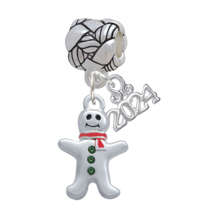 Delight Jewelry Gingerbread Man with Scarf Woven Rope Charm Bead Dangle with Year 2024 Image 1