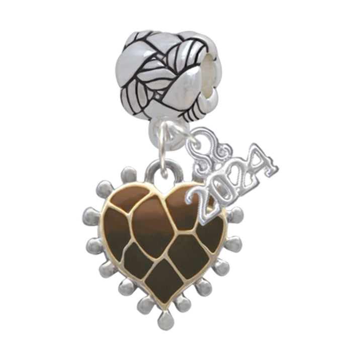Delight Jewelry Plated Enamel Giraffe Print Heart Woven Rope Charm Bead Dangle with Year 2024 Image 4