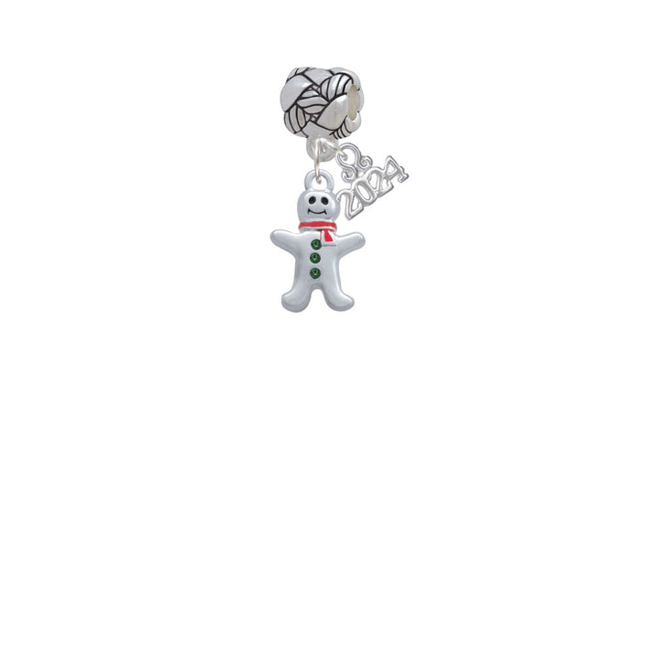 Delight Jewelry Gingerbread Man with Scarf Woven Rope Charm Bead Dangle with Year 2024 Image 2