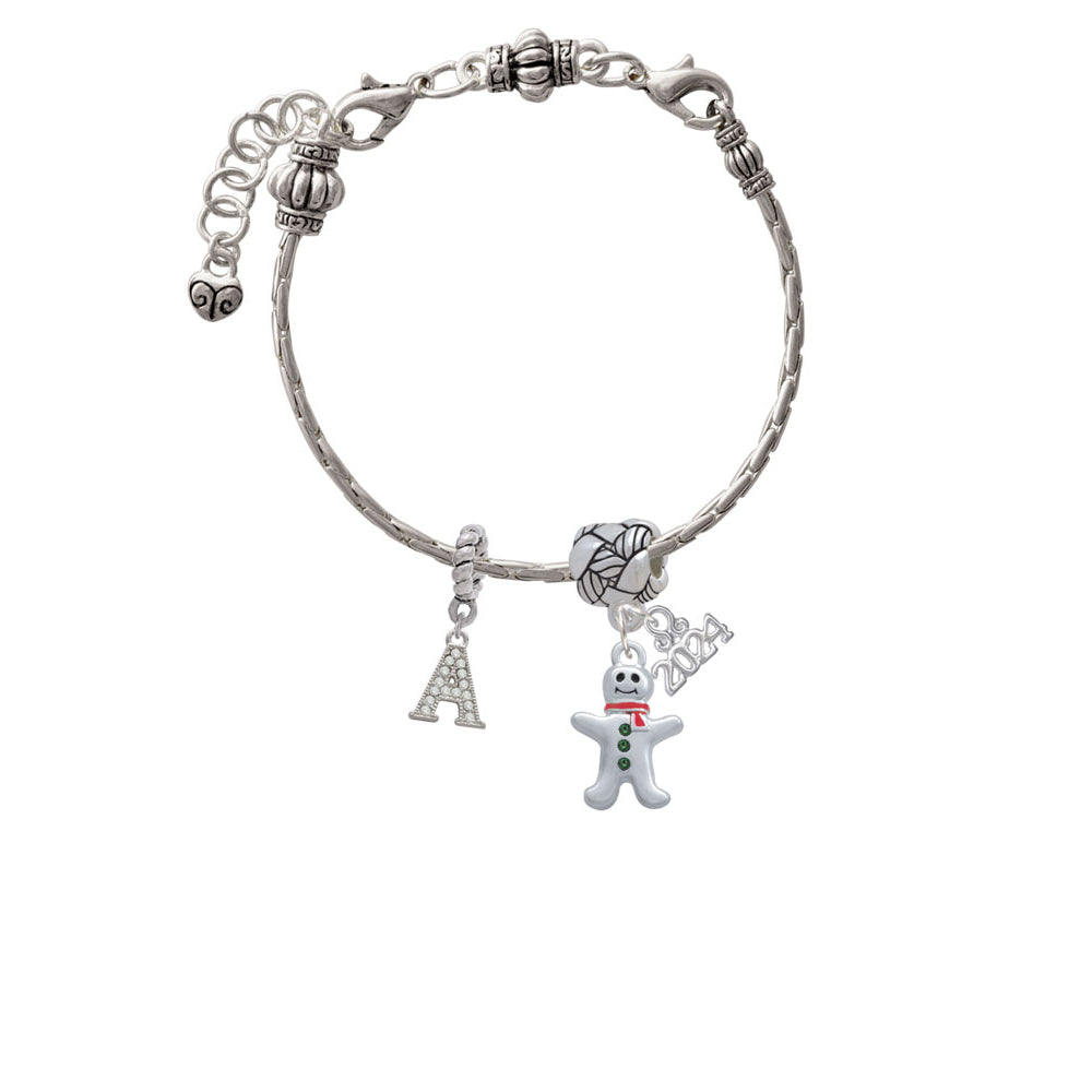 Delight Jewelry Gingerbread Man with Scarf Woven Rope Charm Bead Dangle with Year 2024 Image 3