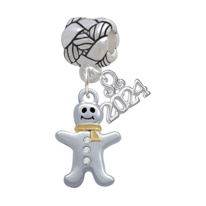 Delight Jewelry Gingerbread Man with Scarf Woven Rope Charm Bead Dangle with Year 2024 Image 1