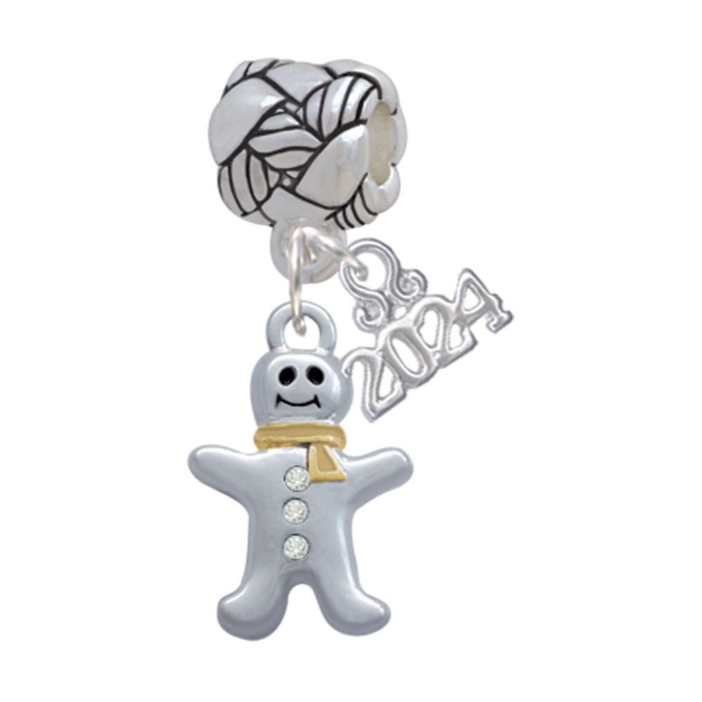Delight Jewelry Gingerbread Man with Scarf Woven Rope Charm Bead Dangle with Year 2024 Image 4