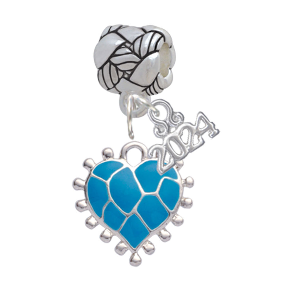 Delight Jewelry Plated Enamel Giraffe Print Heart Woven Rope Charm Bead Dangle with Year 2024 Image 1