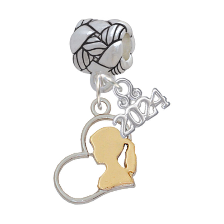 Delight Jewelry Girl Silhouette in Heart Woven Rope Charm Bead Dangle with Year 2024 Image 4