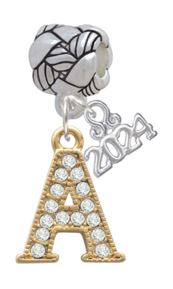 Delight Jewelry Goldtone Crystal Initial - Woven Rope Charm Bead Dangle with Year 2024 Image 1