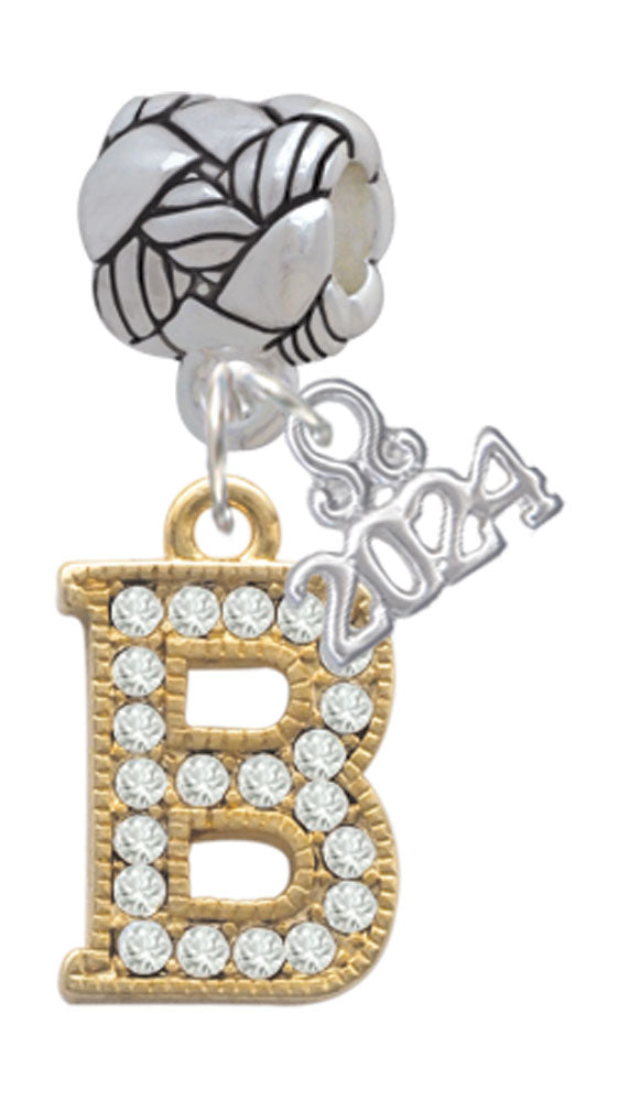 Delight Jewelry Goldtone Crystal Initial - Woven Rope Charm Bead Dangle with Year 2024 Image 2