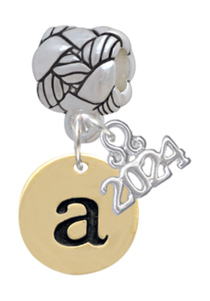 Delight Jewelry Goldtone Disc 1/2 Initial - Woven Rope Charm Bead Dangle with Year 2024 Image 1