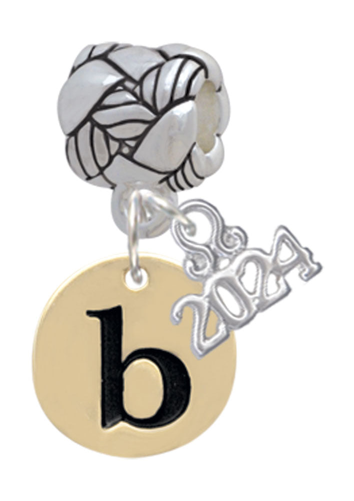 Delight Jewelry Goldtone Disc 1/2 Initial - Woven Rope Charm Bead Dangle with Year 2024 Image 2