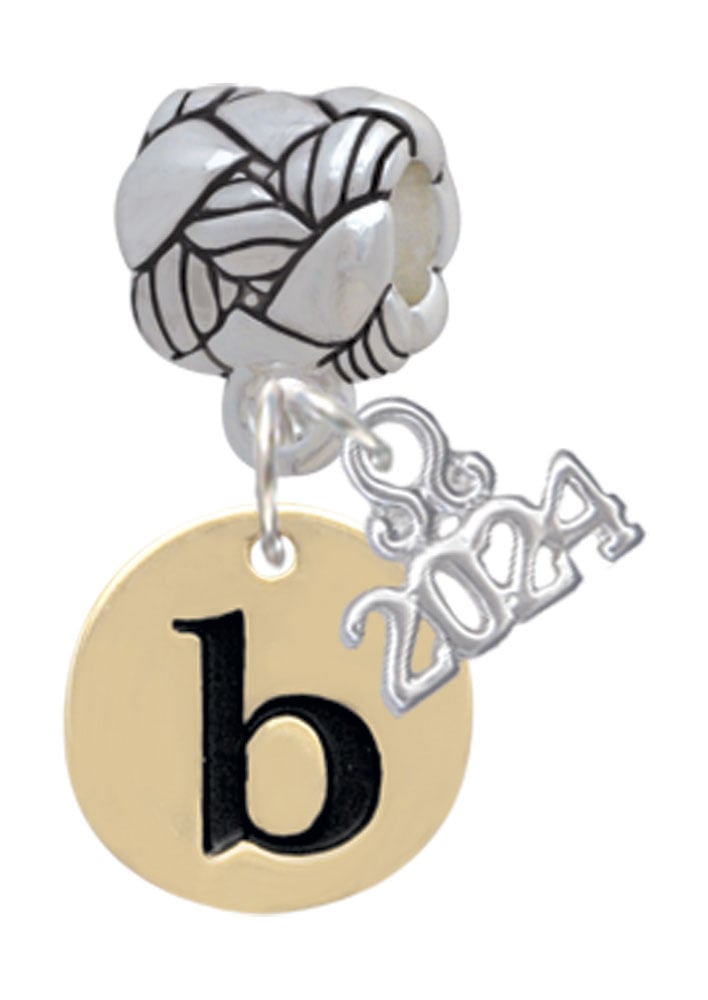 Delight Jewelry Goldtone Disc 1/2 Initial - Woven Rope Charm Bead Dangle with Year 2024 Image 1