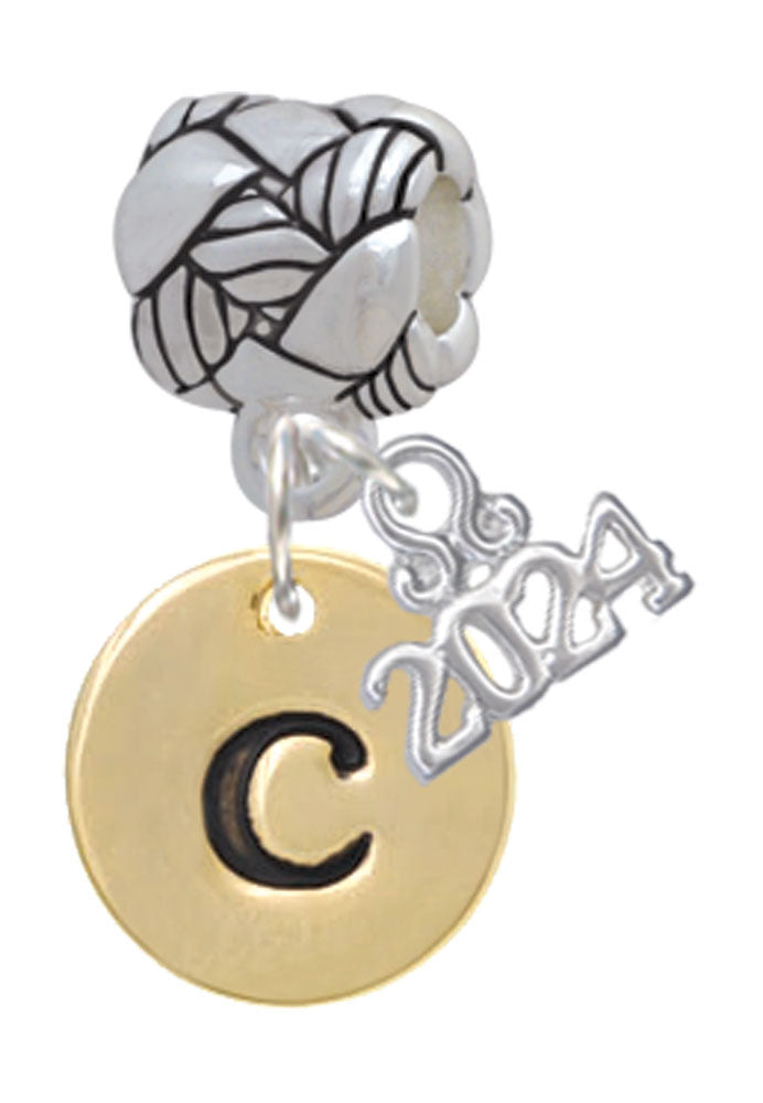 Delight Jewelry Goldtone Disc 1/2 Initial - Woven Rope Charm Bead Dangle with Year 2024 Image 3