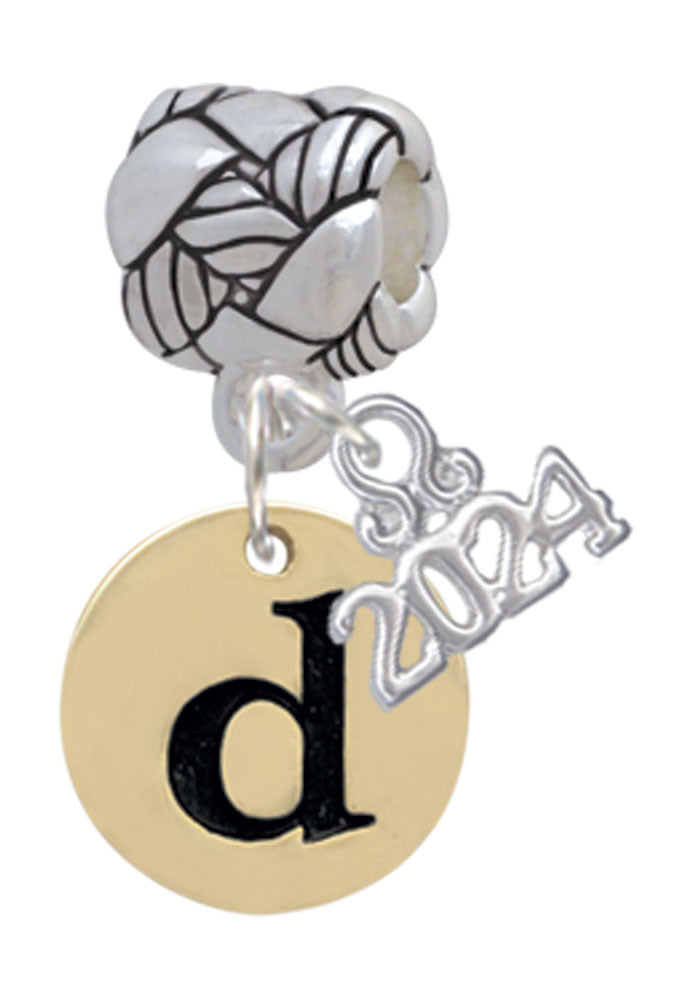 Delight Jewelry Goldtone Disc 1/2 Initial - Woven Rope Charm Bead Dangle with Year 2024 Image 4