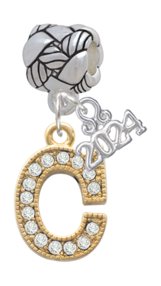 Delight Jewelry Goldtone Crystal Initial - Woven Rope Charm Bead Dangle with Year 2024 Image 3