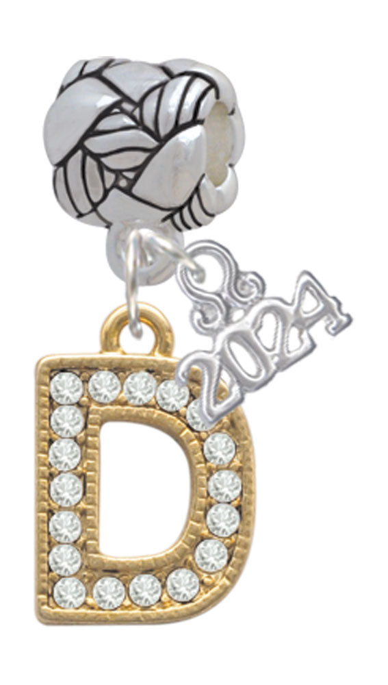 Delight Jewelry Goldtone Crystal Initial - Woven Rope Charm Bead Dangle with Year 2024 Image 4