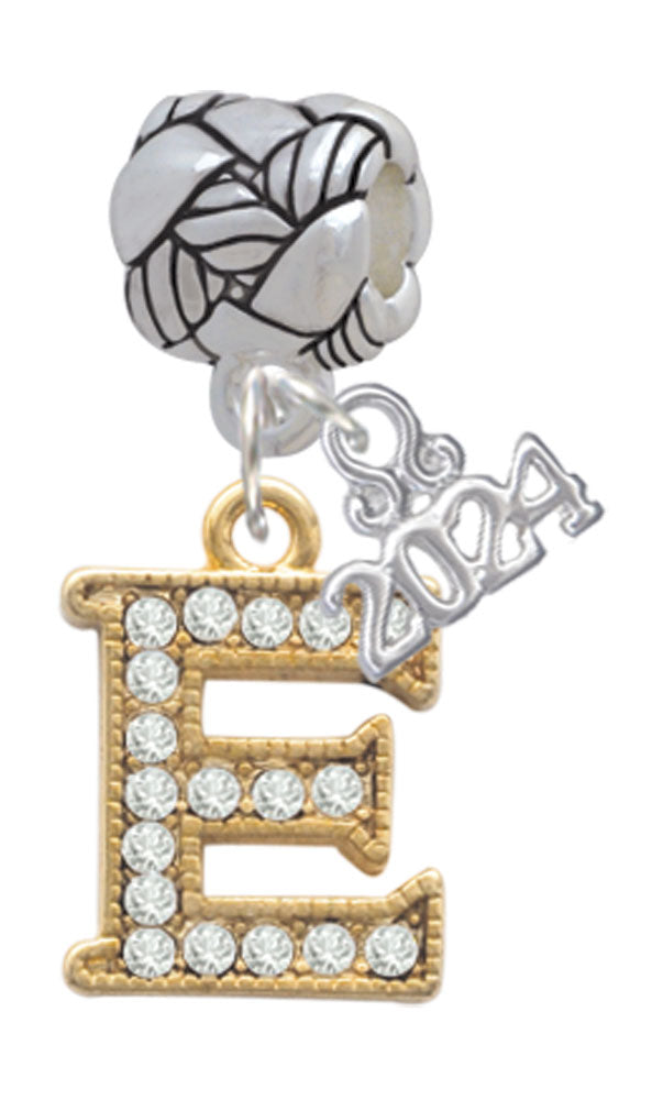 Delight Jewelry Goldtone Crystal Initial - Woven Rope Charm Bead Dangle with Year 2024 Image 4