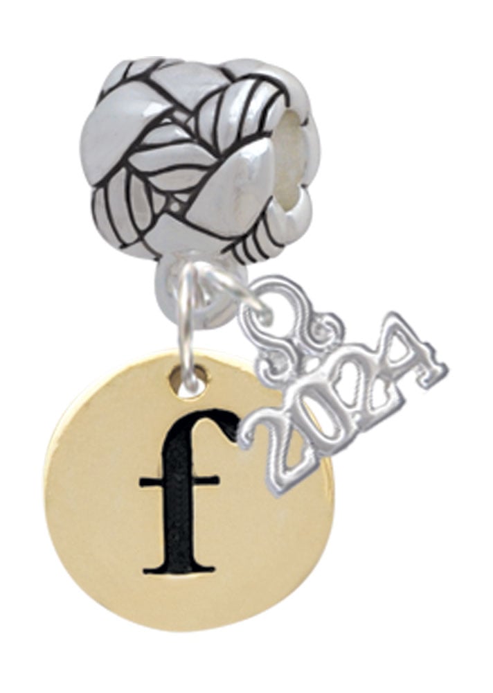 Delight Jewelry Goldtone Disc 1/2 Initial - Woven Rope Charm Bead Dangle with Year 2024 Image 1