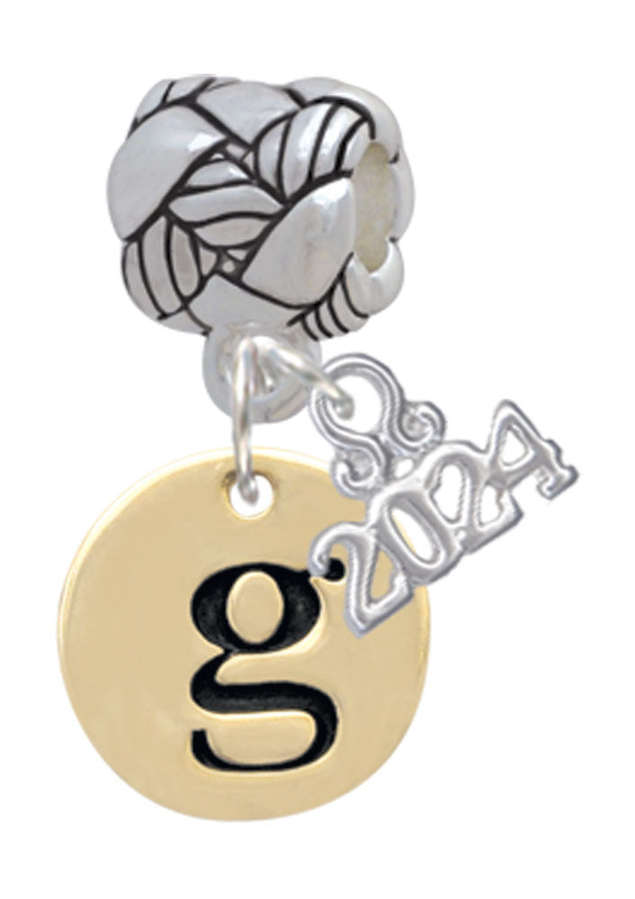 Delight Jewelry Goldtone Disc 1/2 Initial - Woven Rope Charm Bead Dangle with Year 2024 Image 7