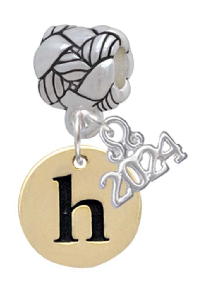 Delight Jewelry Goldtone Disc 1/2 Initial - Woven Rope Charm Bead Dangle with Year 2024 Image 1