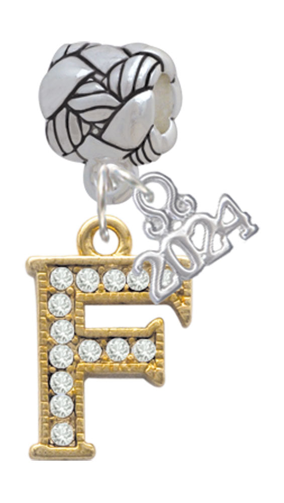 Delight Jewelry Goldtone Crystal Initial - Woven Rope Charm Bead Dangle with Year 2024 Image 6