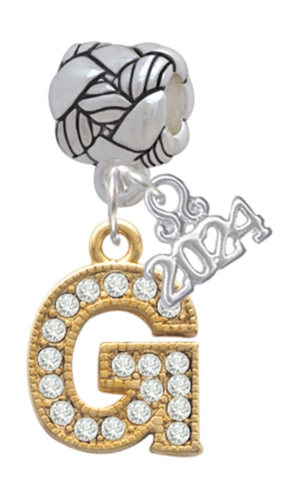 Delight Jewelry Goldtone Crystal Initial - Woven Rope Charm Bead Dangle with Year 2024 Image 1