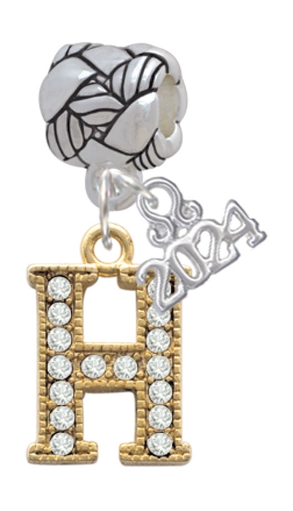 Delight Jewelry Goldtone Crystal Initial - Woven Rope Charm Bead Dangle with Year 2024 Image 1