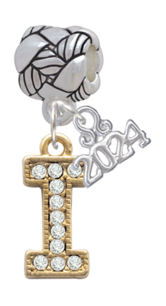 Delight Jewelry Goldtone Crystal Initial - Woven Rope Charm Bead Dangle with Year 2024 Image 1