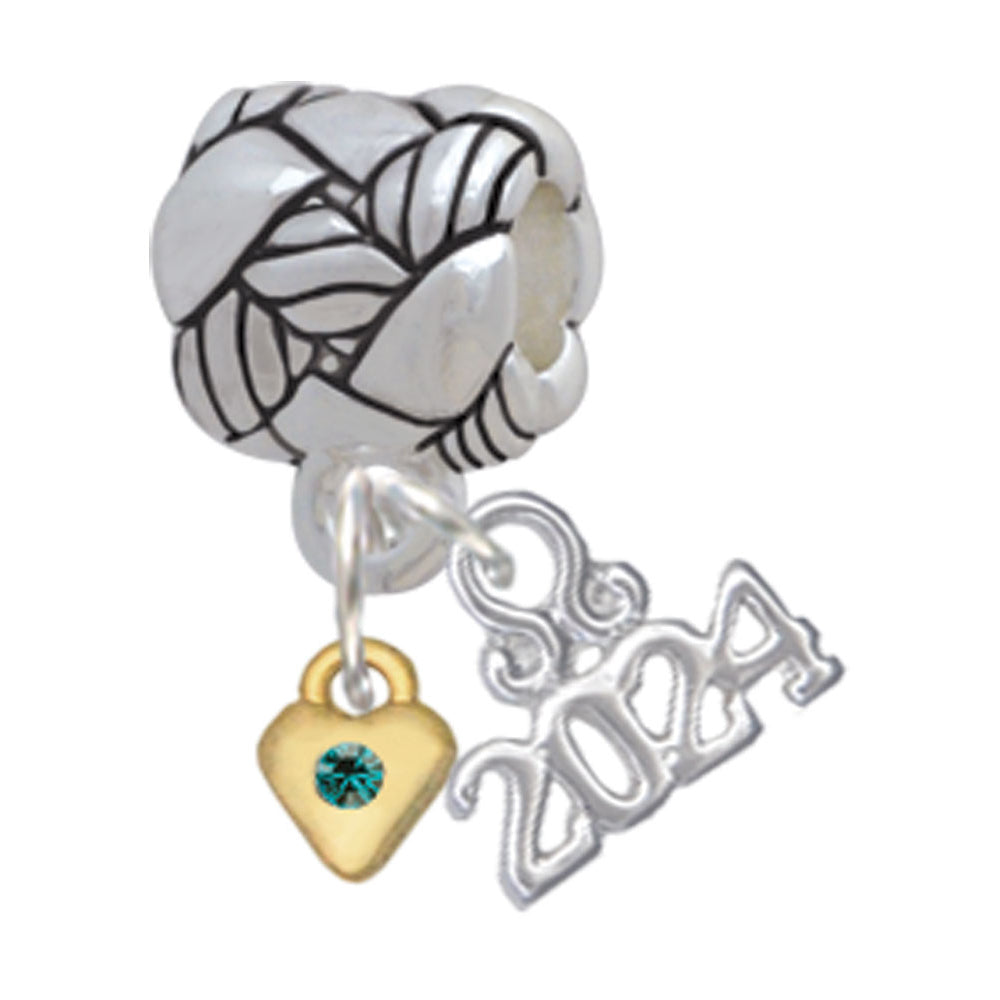 Delight Jewelry Goldtone Mini Birthday Month Crystal Heart Woven Rope Charm Bead Dangle with Year 2024 Image 12
