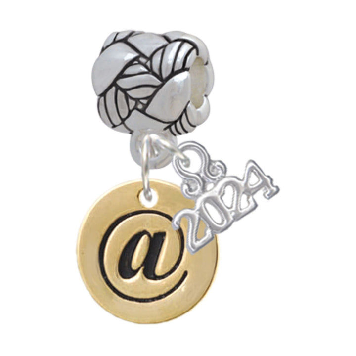 Delight Jewelry Goldtone Disc 1/2 - Symbol - Woven Rope Charm Bead Dangle with Year 2024 Image 1