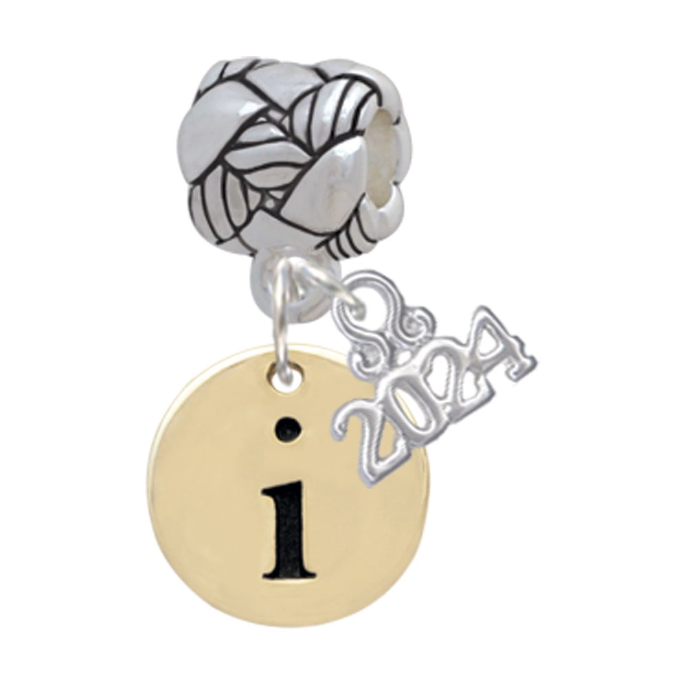 Delight Jewelry Goldtone Disc 1/2 Initial - Woven Rope Charm Bead Dangle with Year 2024 Image 1