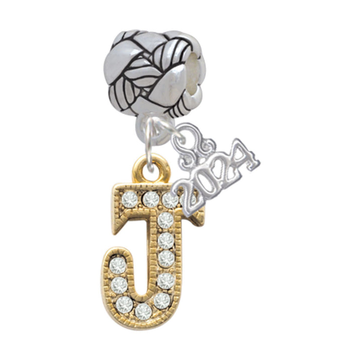 Delight Jewelry Goldtone Crystal Initial - Woven Rope Charm Bead Dangle with Year 2024 Image 10