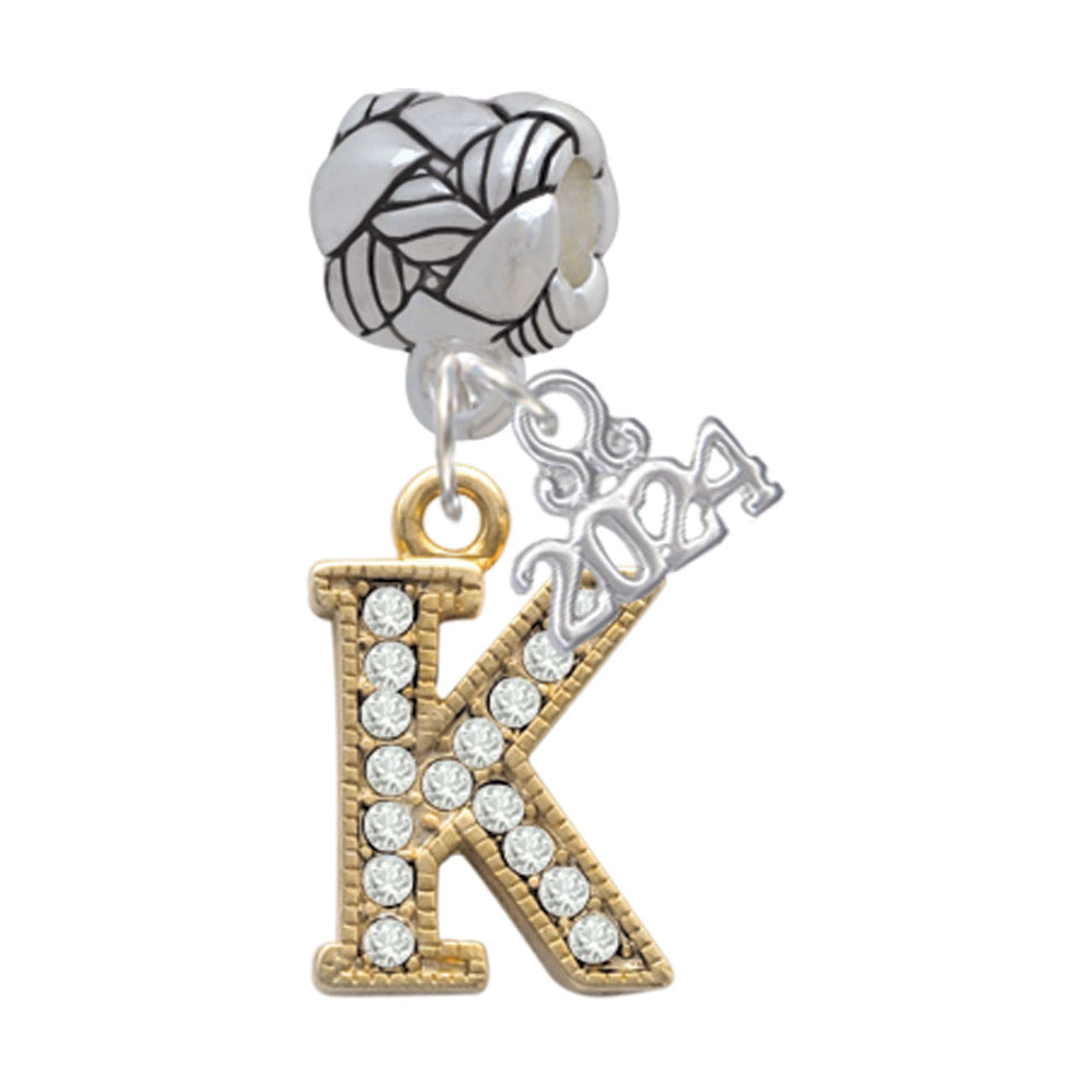 Delight Jewelry Goldtone Crystal Initial - Woven Rope Charm Bead Dangle with Year 2024 Image 11
